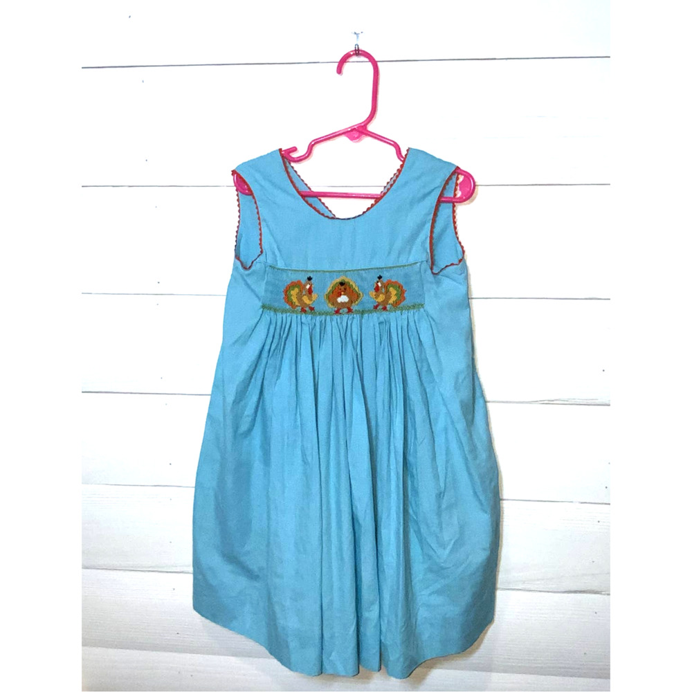 Sleeveless Thanksgiving Smocked Dress, girls 4T